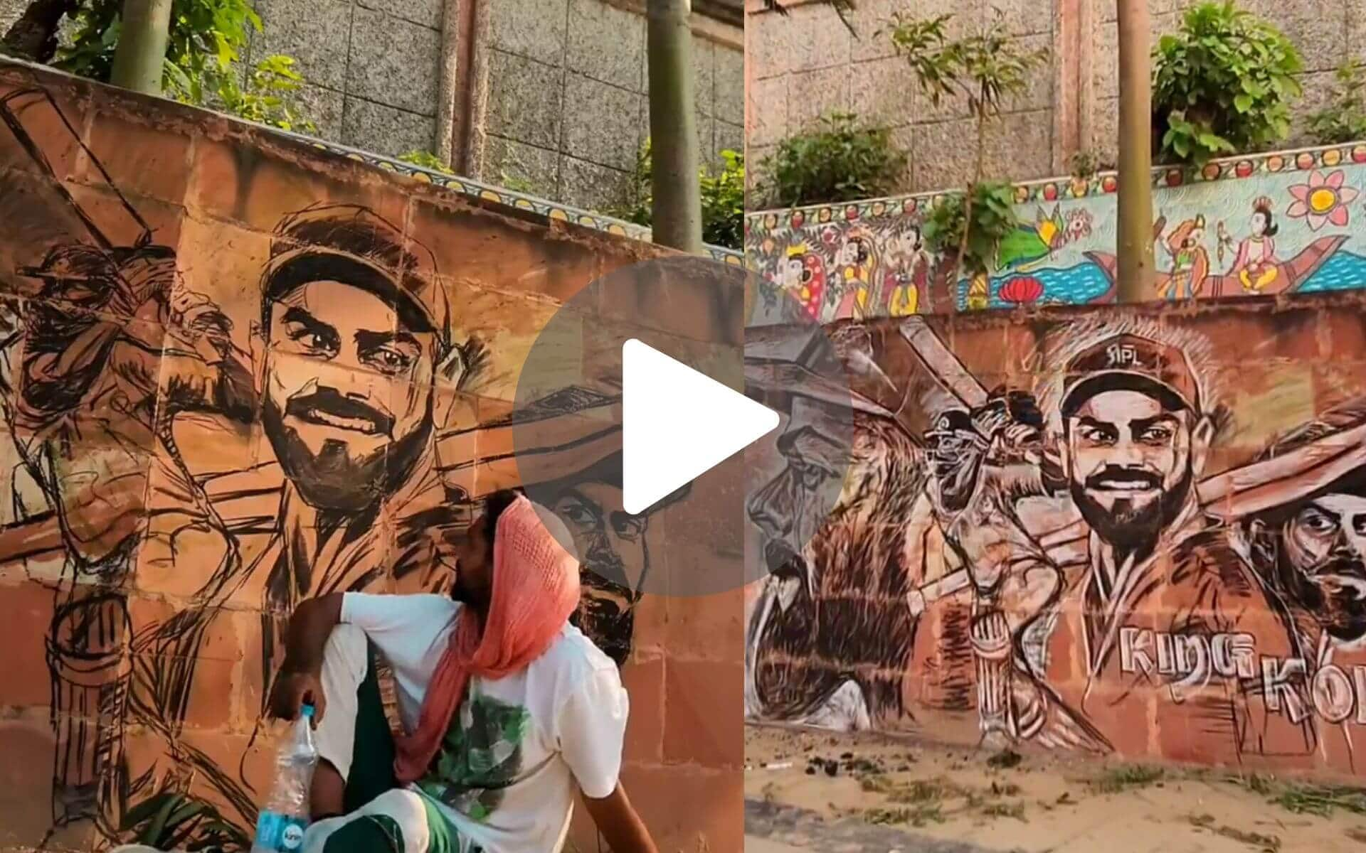 [Watch] Fan Pays Tribute To Virat Kohli With A Stunning Artwork On Street Walls